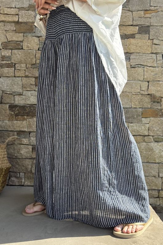 Marina Chalk Stripe Palazzo Pant Navy